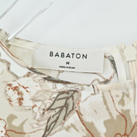 BABATON Aritzia Womens Size Medium Tan Floral Wieland Blouse Espace Desert Beige - Picture 8 of 10